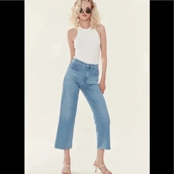 NWOT J Brand Joan Crop High Rise Jeans Powdered Wide Leg Size 27 - Picture 1 of 8
